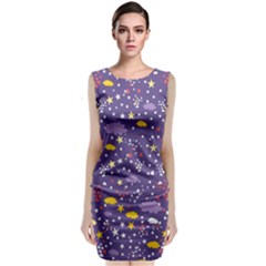 Pattern Cute Clouds Stars Classic Sleeveless Midi Dress by Simbadda