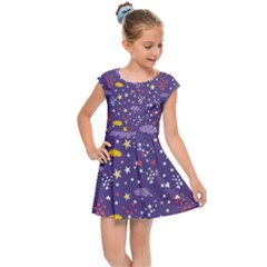 Pattern Cute Clouds Stars Kids  Cap Sleeve Dress by Simbadda