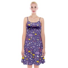 Pattern Cute Clouds Stars Spaghetti Strap Velvet Dress by Simbadda