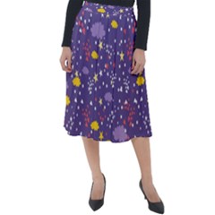 Pattern Cute Clouds Stars Classic Velour Midi Skirt  by Simbadda