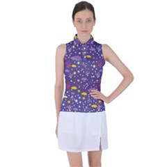 Pattern Cute Clouds Stars Women s Sleeveless Polo Tee