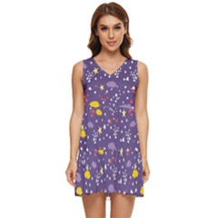 Pattern Cute Clouds Stars Tiered Sleeveless Mini Dress by Simbadda