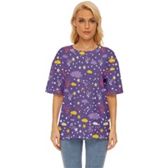 Pattern Cute Clouds Stars Oversized Basic Tee by Simbadda