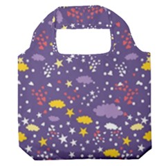 Pattern Cute Clouds Stars Premium Foldable Grocery Recycle Bag by Simbadda