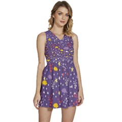 Pattern Cute Clouds Stars Sleeveless High Waist Mini Dress by Simbadda