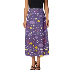 Pattern Cute Clouds Stars Classic Midi Chiffon Skirt by Simbadda