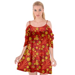 Seamless Pattern Slavic Folk Style Cutout Spaghetti Strap Chiffon Dress by Simbadda