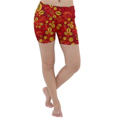 Seamless Pattern Slavic Folk Style Lightweight Velour Yoga Shorts by Simbadda