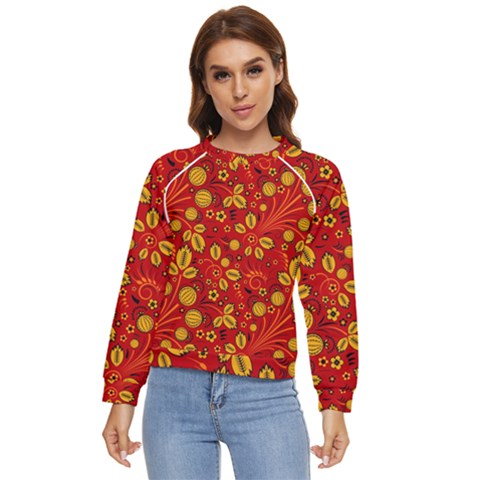 Seamless Pattern Slavic Folk Style Women s Long Sleeve Raglan Tee by Simbadda