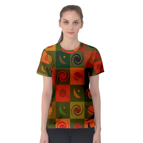 Space Pattern Multicolour Women s Sport Mesh Tee by Simbadda