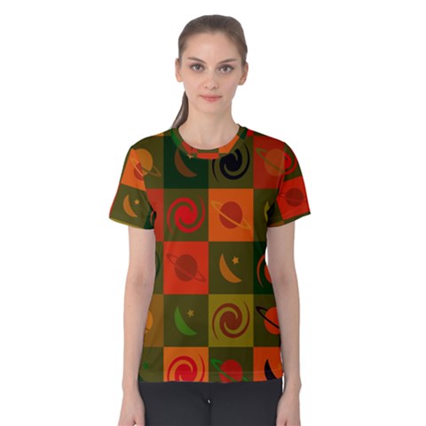 Space Pattern Multicolour Women s Cotton Tee by Simbadda