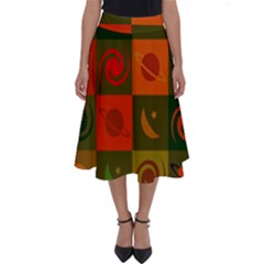 Space Pattern Multicolour Perfect Length Midi Skirt