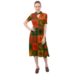 Space Pattern Multicolour Keyhole Neckline Chiffon Dress by Simbadda