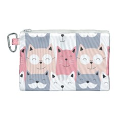 Cute Seamless Pattern With Cats Canvas Cosmetic Bag (large) by Simbadda