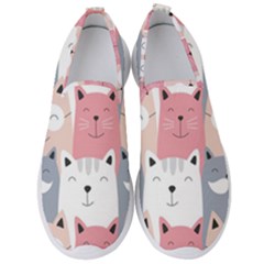 Cute Seamless Pattern With Cats Men s Slip On Sneakers by Simbadda