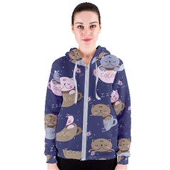 Cute Kittens Sleep Sweetly Mugs Women s Zipper Hoodie by Simbadda