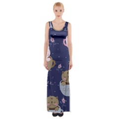 Cute Kittens Sleep Sweetly Mugs Thigh Split Maxi Dress by Simbadda