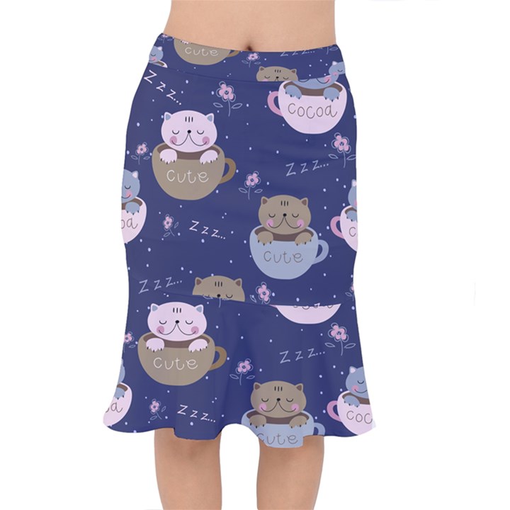 Cute Kittens Sleep Sweetly Mugs Short Mermaid Skirt