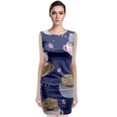 Cute Kittens Sleep Sweetly Mugs Sleeveless Velvet Midi Dress by Simbadda