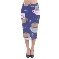 Cute Kittens Sleep Sweetly Mugs Velvet Midi Pencil Skirt by Simbadda