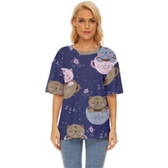 Cute Kittens Sleep Sweetly Mugs Oversized Basic Tee by Simbadda