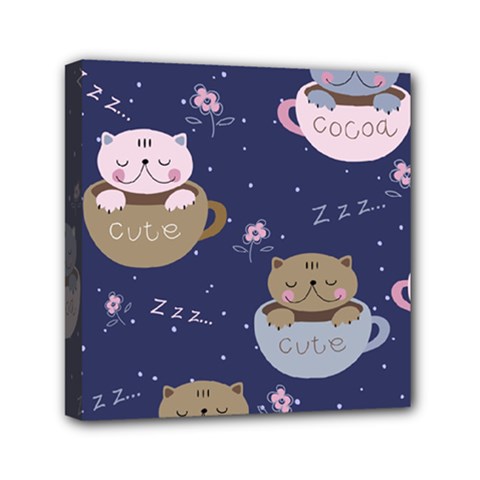 Cute Kittens Sleep Sweetly Mugs Mini Canvas 6  X 6  (stretched) by Simbadda