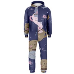 Cute Kittens Sleep Sweetly Mugs Hooded Jumpsuit (men) by Simbadda