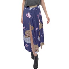 Cute Kittens Sleep Sweetly Mugs Velour Split Maxi Skirt