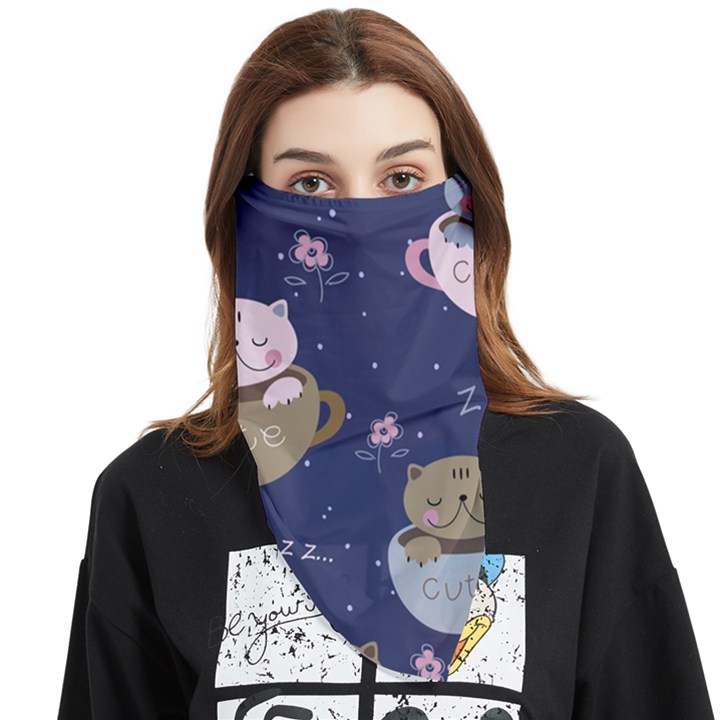 Cute Kittens Sleep Sweetly Mugs Face Covering Bandana (Triangle)