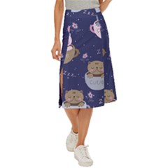 Cute Kittens Sleep Sweetly Mugs Midi Panel Skirt by Simbadda