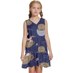 Cute Kittens Sleep Sweetly Mugs Kids  Sleeveless Tiered Mini Dress by Simbadda