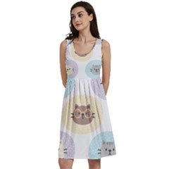 Cute Cat Seamless Pattern Background Classic Skater Dress