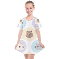 Cute Cat Seamless Pattern Background Kids  Smock Dress by Simbadda