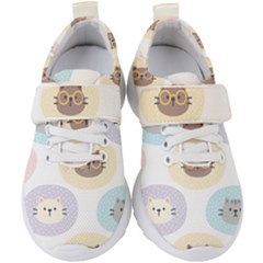 Cute Cat Seamless Pattern Background Kids  Velcro Strap Shoes by Simbadda