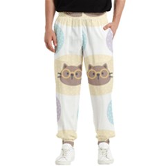 Cute Cat Seamless Pattern Background Men s Elastic Waist Pants by Simbadda