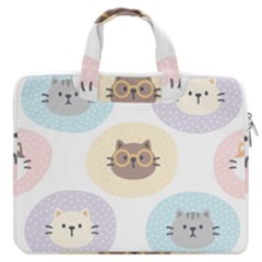 Cute Cat Seamless Pattern Background Macbook Pro 16  Double Pocket Laptop Bag  by Simbadda