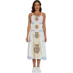 Cute Cat Seamless Pattern Background Sleeveless Shoulder Straps Boho Dress by Simbadda