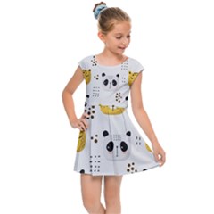 Seamless Pattern Cute Animals Kids  Cap Sleeve Dress by Simbadda