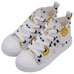 Seamless Pattern Cute Animals Kids  Mid-top Canvas Sneakers by Simbadda