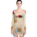 Seamless Pattern Cute Snail With Flower Leaf Long Sleeve Bodycon Dress View1