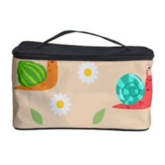 Seamless Pattern Cute Snail With Flower Leaf Cosmetic Storage Case by Simbadda