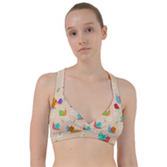 Seamless Pattern Cute Snail With Flower Leaf Sweetheart Sports Bra by Simbadda