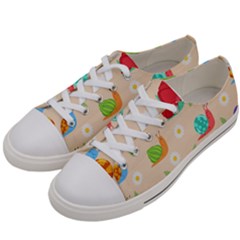 Seamless Pattern Cute Snail With Flower Leaf Women s Low Top Canvas Sneakers by Simbadda