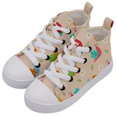 Seamless Pattern Cute Snail With Flower Leaf Kids  Mid-top Canvas Sneakers by Simbadda