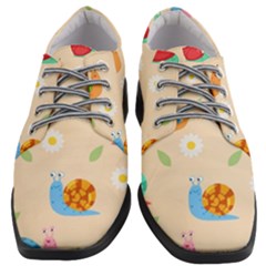 Seamless Pattern Cute Snail With Flower Leaf Women Heeled Oxford Shoes by Simbadda