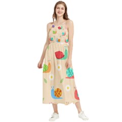 Seamless Pattern Cute Snail With Flower Leaf Boho Sleeveless Summer Dress by Simbadda