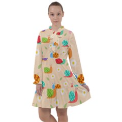 Seamless Pattern Cute Snail With Flower Leaf All Frills Chiffon Dress by Simbadda