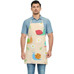 Seamless Pattern Cute Snail With Flower Leaf Kitchen Apron by Simbadda