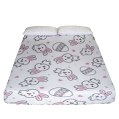 Cute Pattern With Easter Bunny Egg Fitted Sheet (california King Size) by Simbadda