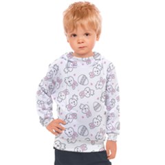 Cute Pattern With Easter Bunny Egg Kids  Hooded Pullover by Simbadda